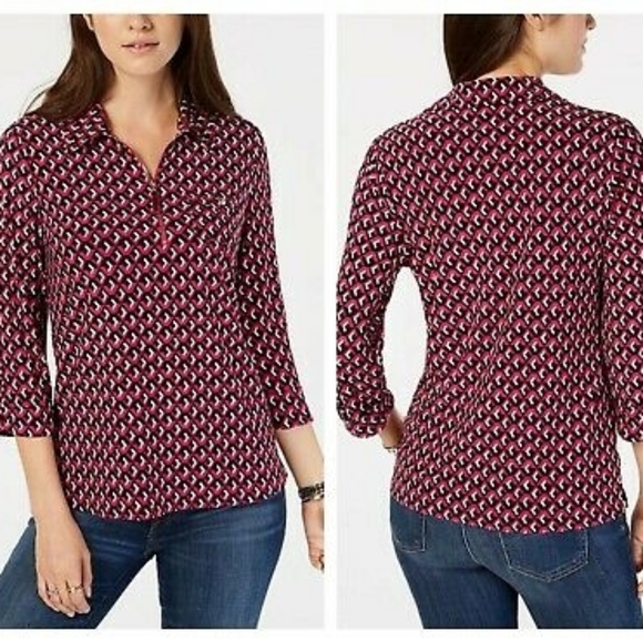 Tommy Hilfiger Tops - Tommy Hilfiger half zip 3/4 sleeves top size S/P